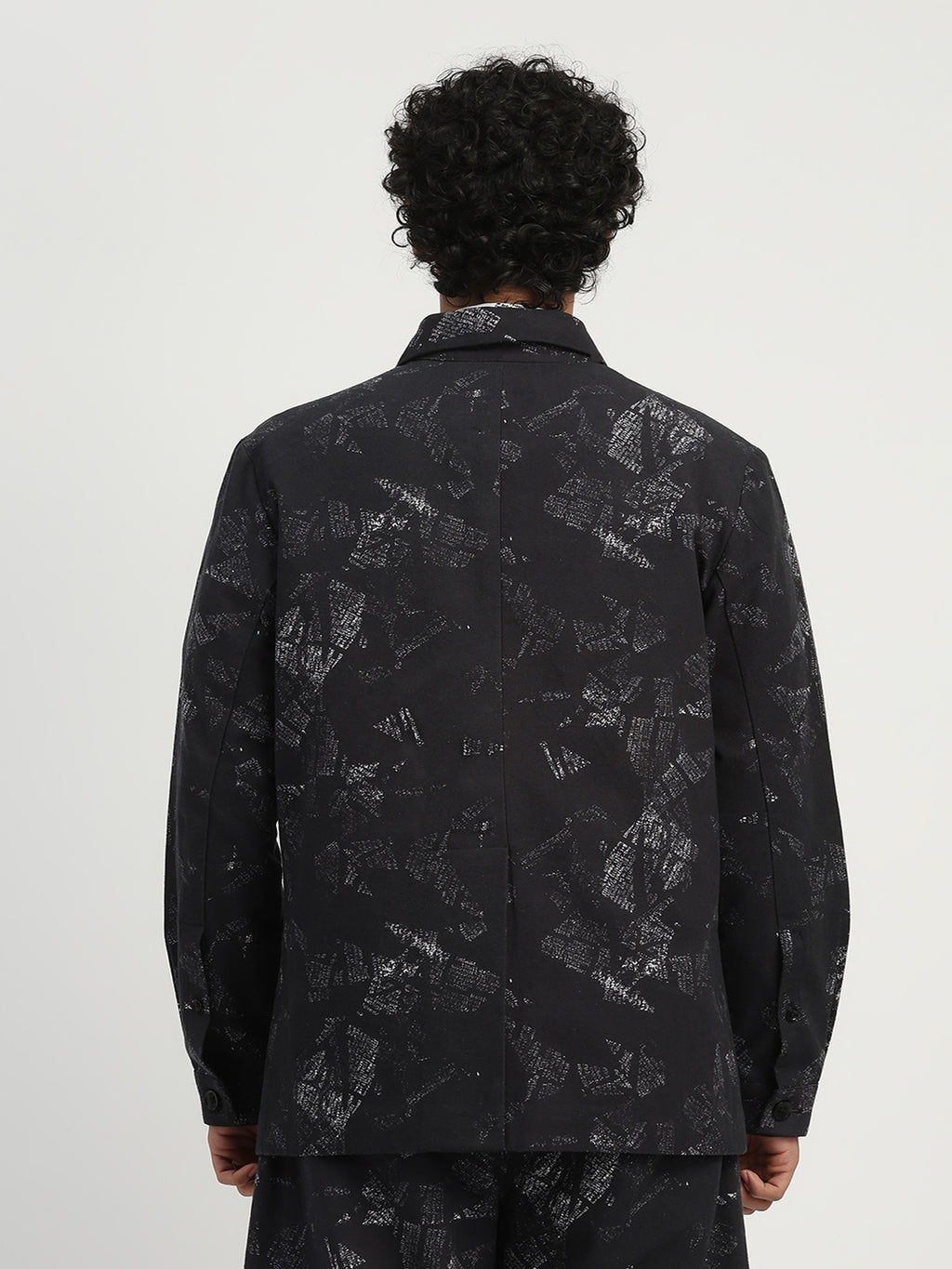 News Print Shirt Jacket