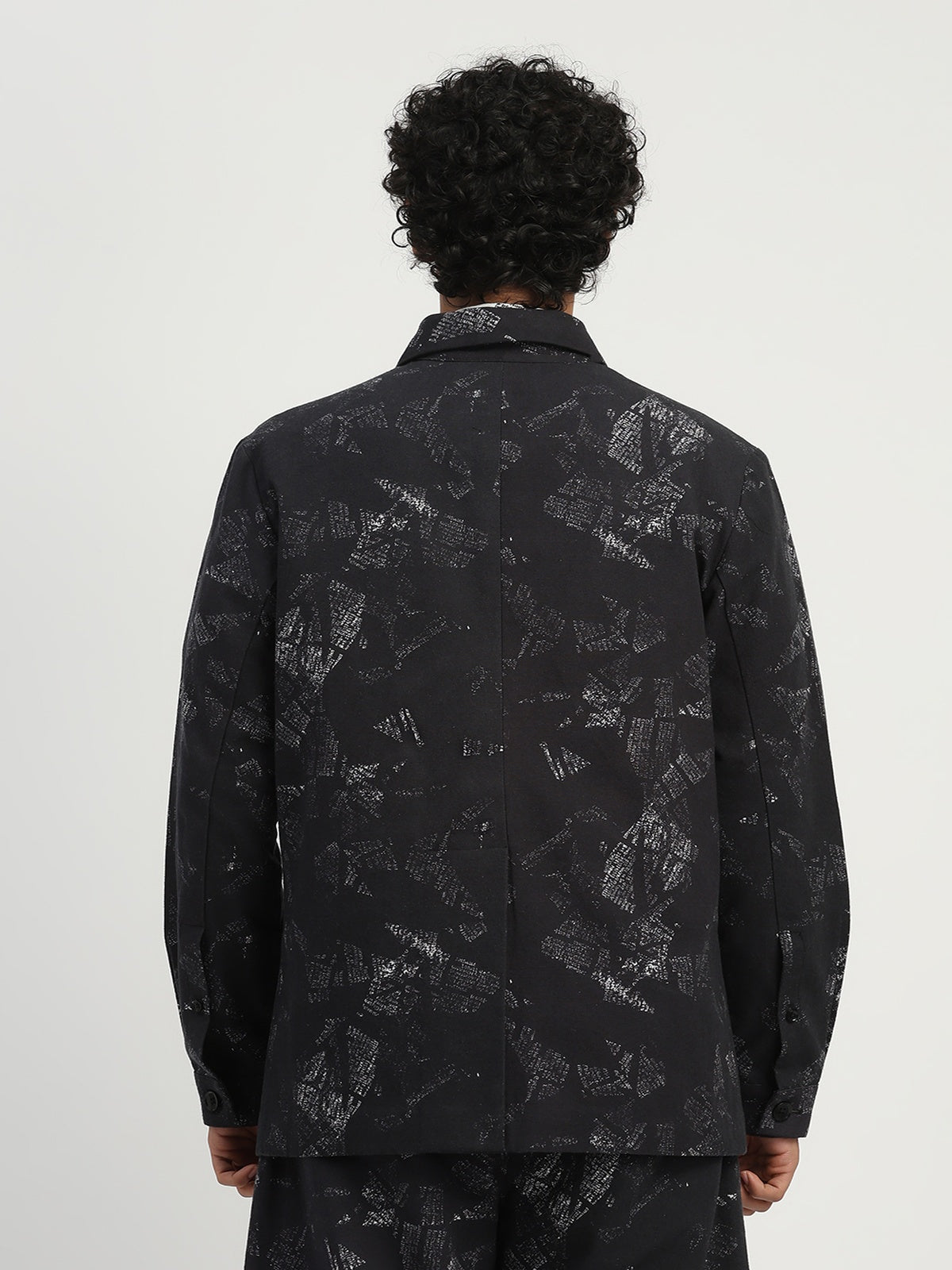 News Print Shirt Jacket