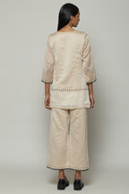 Maheshwar Border Silk X Cotton Tunic Parchment