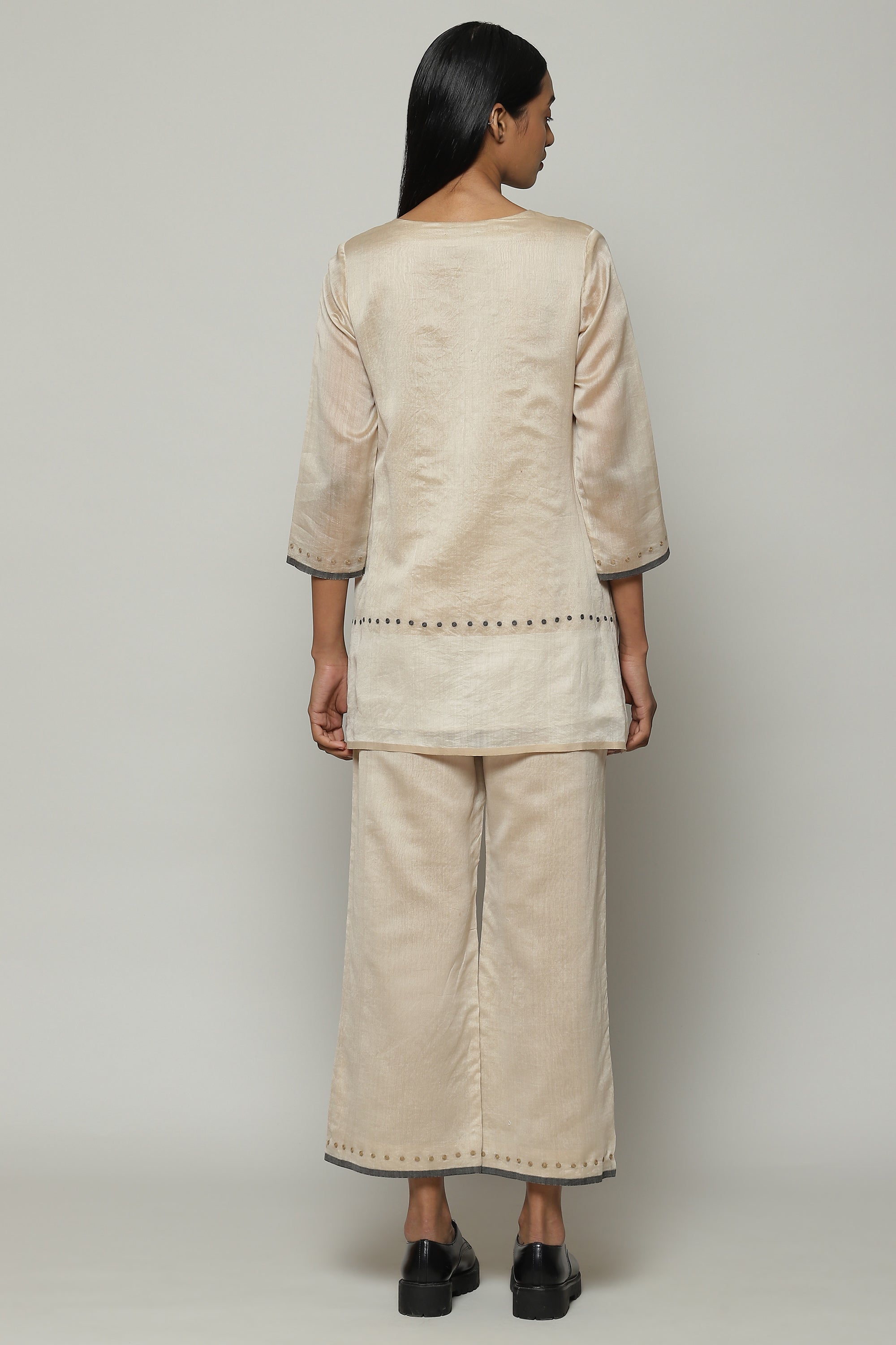 Maheshwar Border Silk X Cotton Tunic Parchment