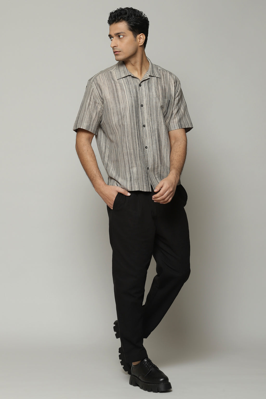 Space Dyed Handspun Handwoven Tencel Cotton Shirt