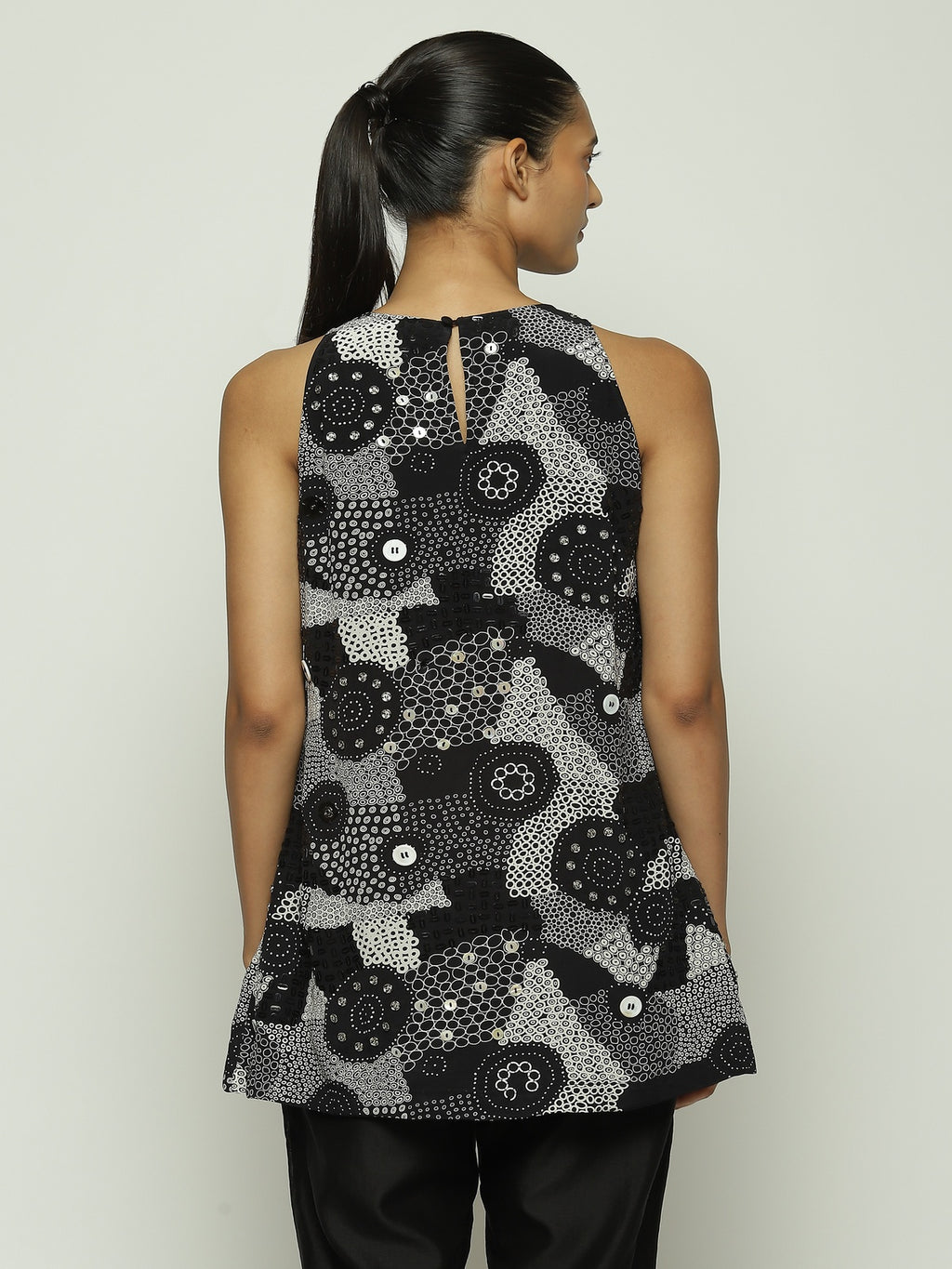 Multi Dots Black Dress