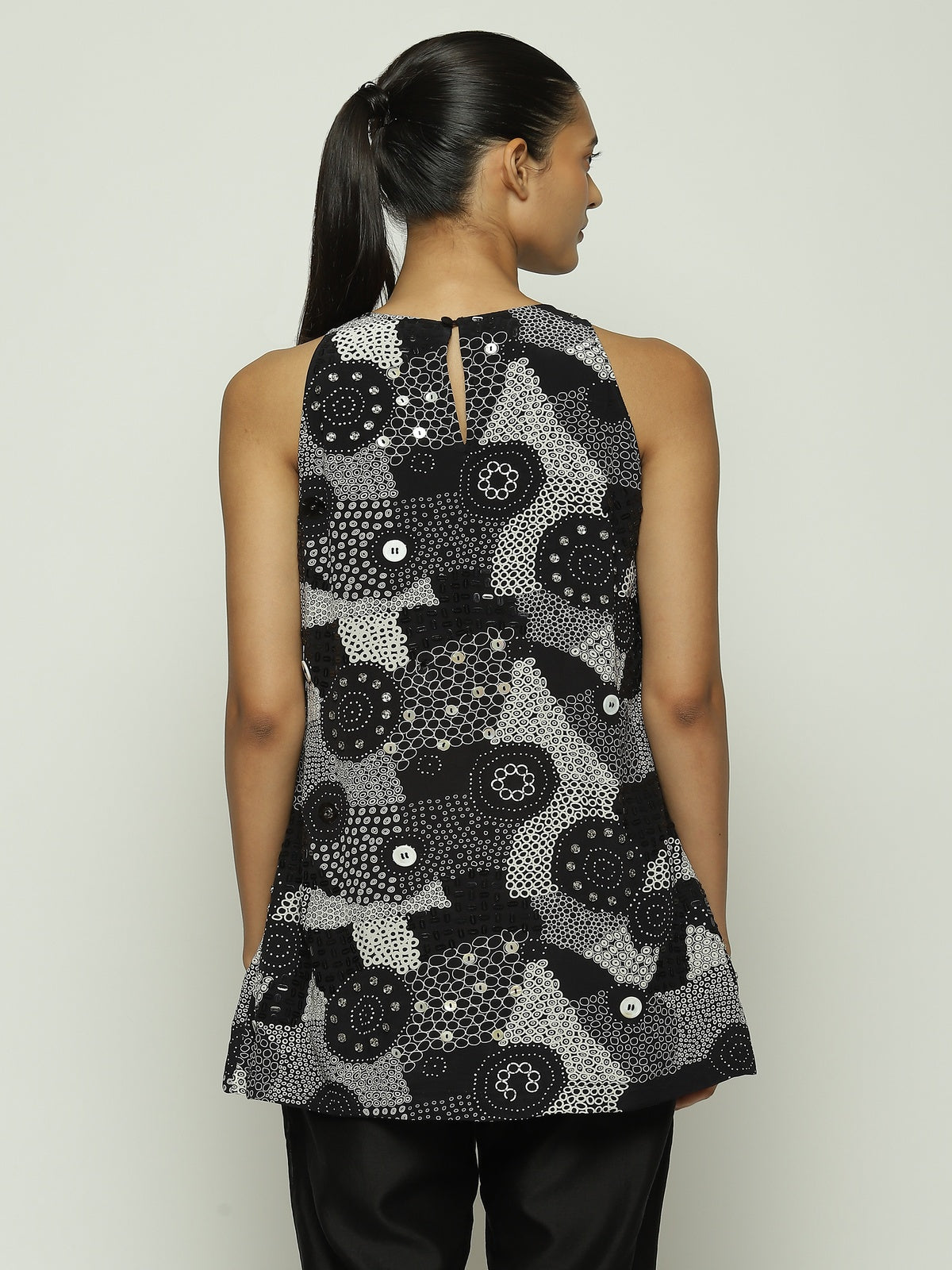Multi Dots Black Dress