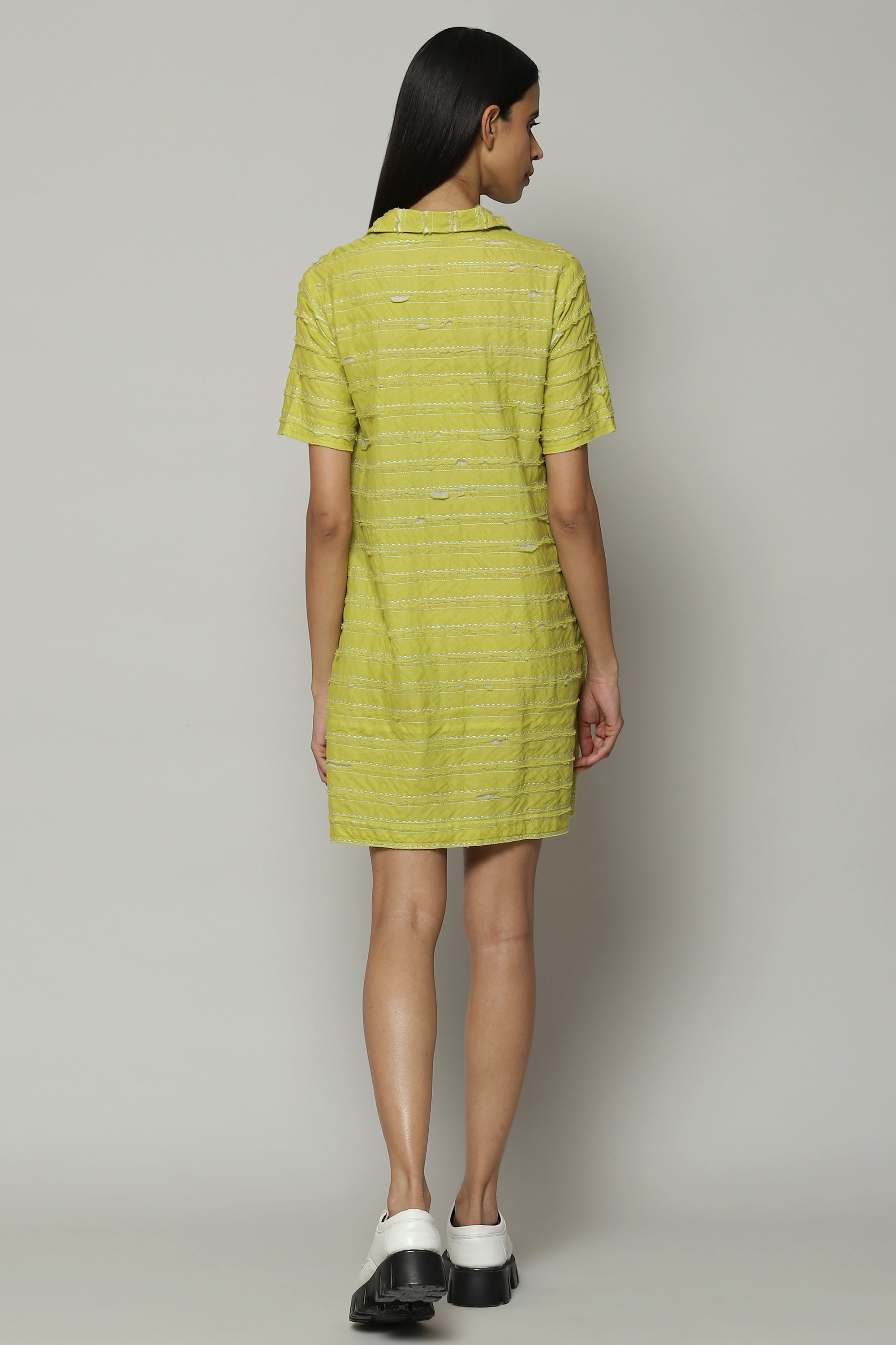 Applique Cutwork Cotton Shirt Citrus