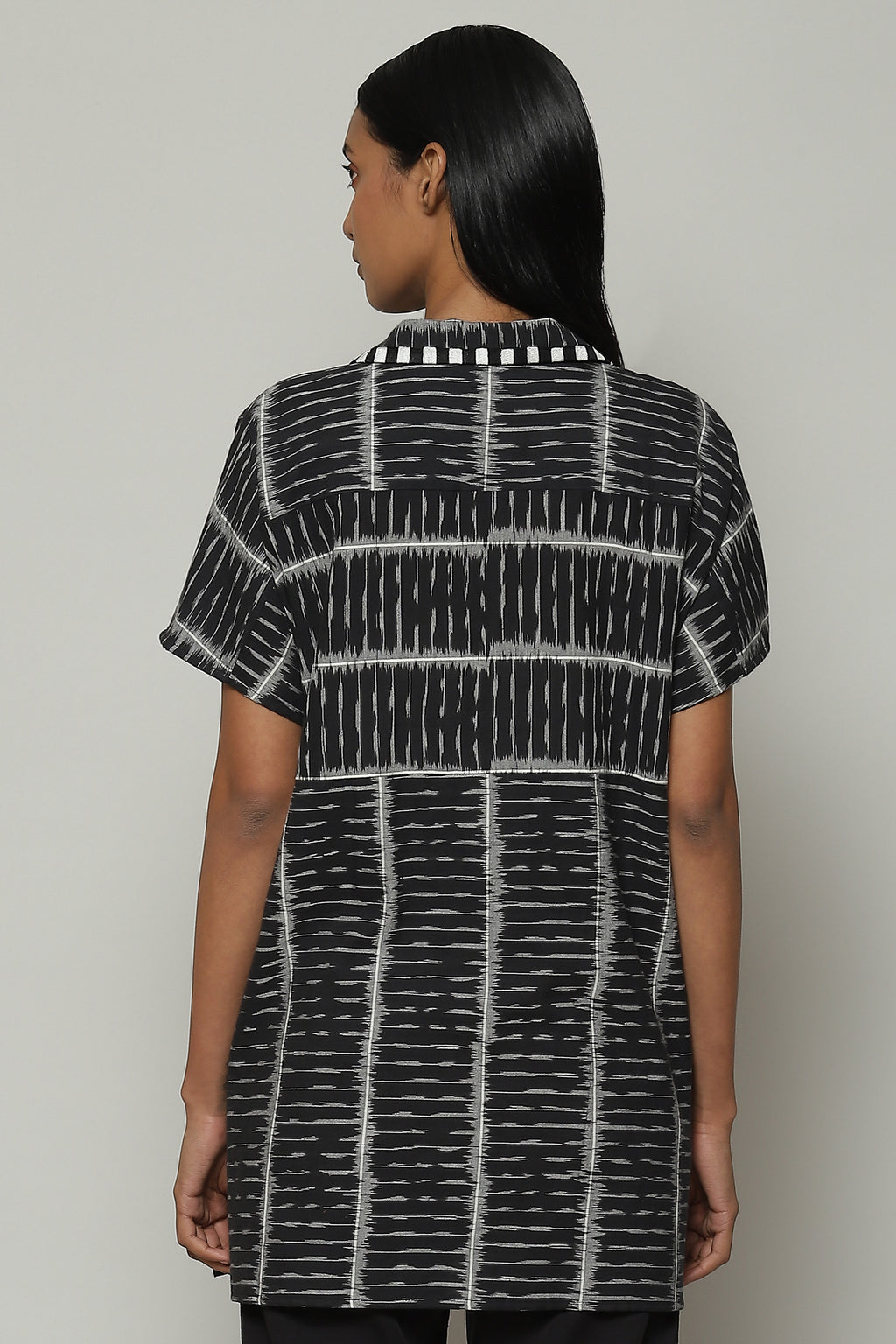 Single Ikat Cotton Shirt Black