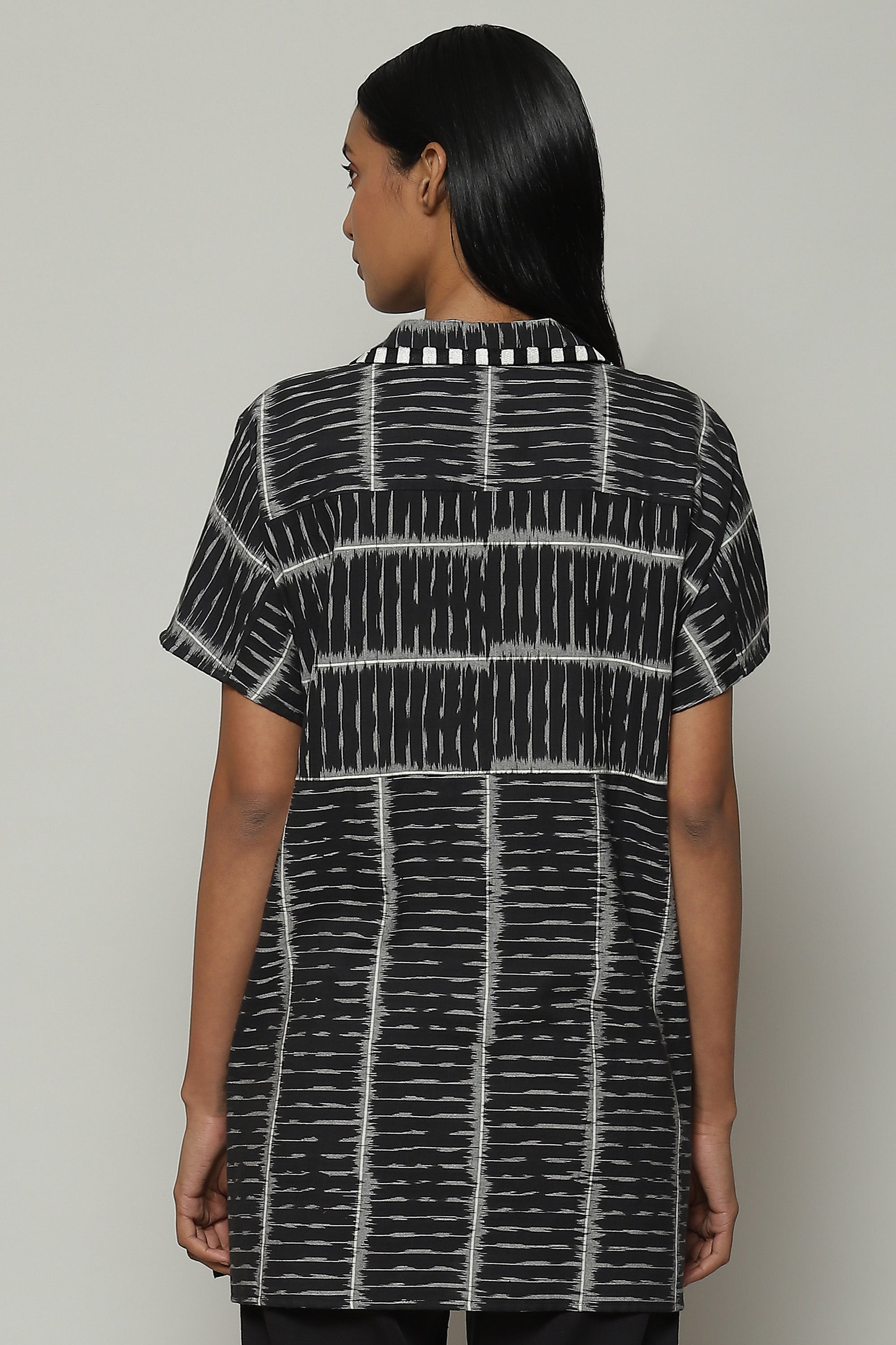 Single Ikat Cotton Shirt Black