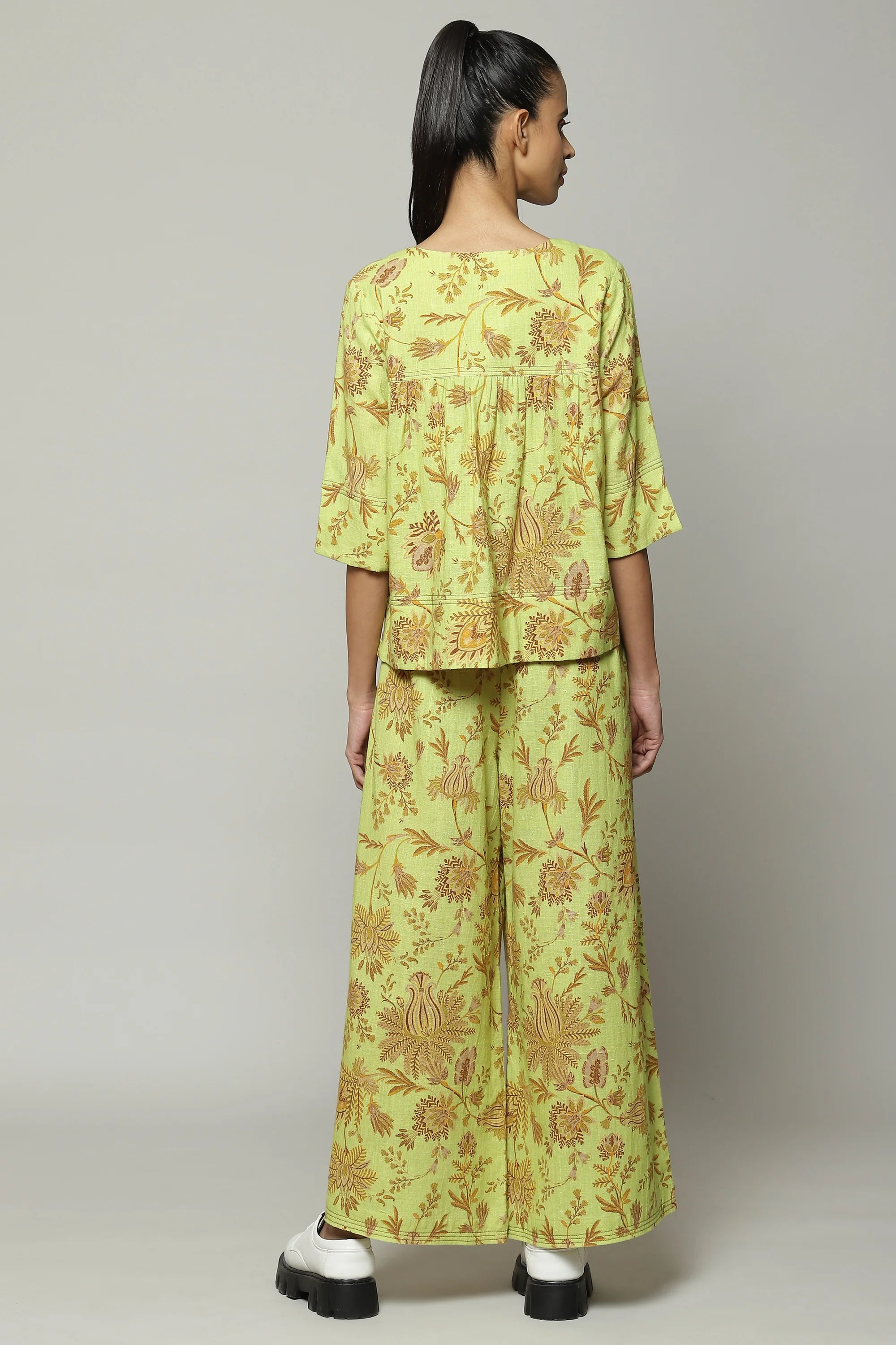 Chintz Print Handspun Handwoven Cotton Top Citrus