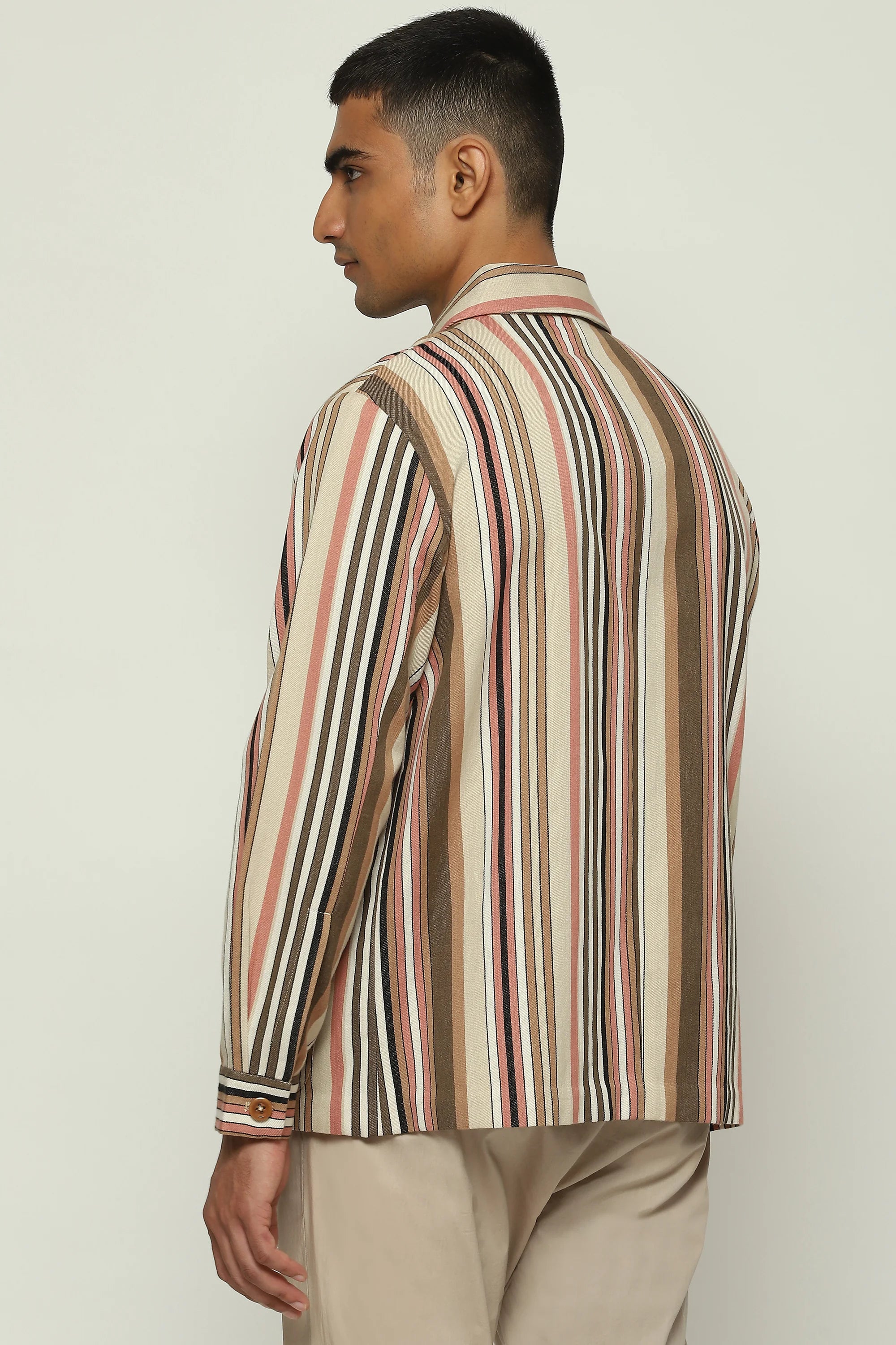 Woven Neutral Stripes Jacket