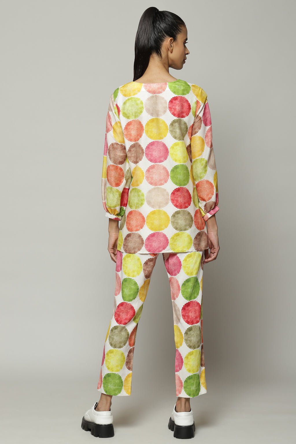 Chrysantheum Print Silk Cotton Dress Multicolour