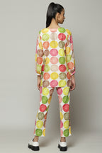 Chrysantheum Print Silk Cotton Dress Multicolour