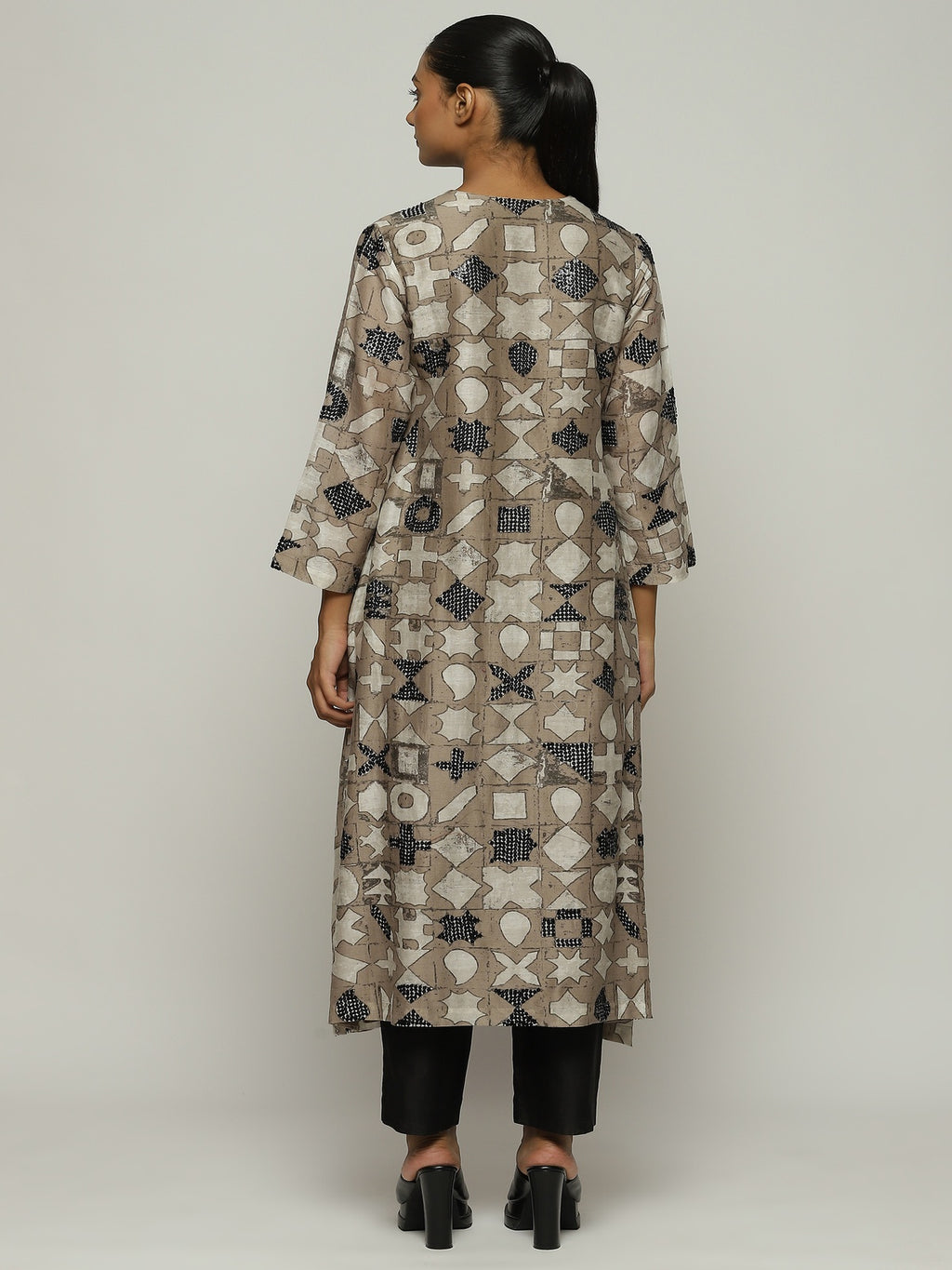 Symbol Print  & Sequins Dress