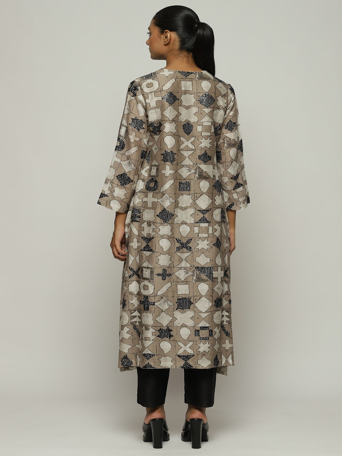 Symbol Print  & Sequins Dress