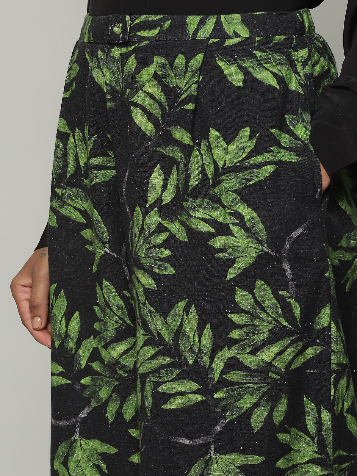 Leaf Print Handspun Handwoven Cotton Pallazo Pant
