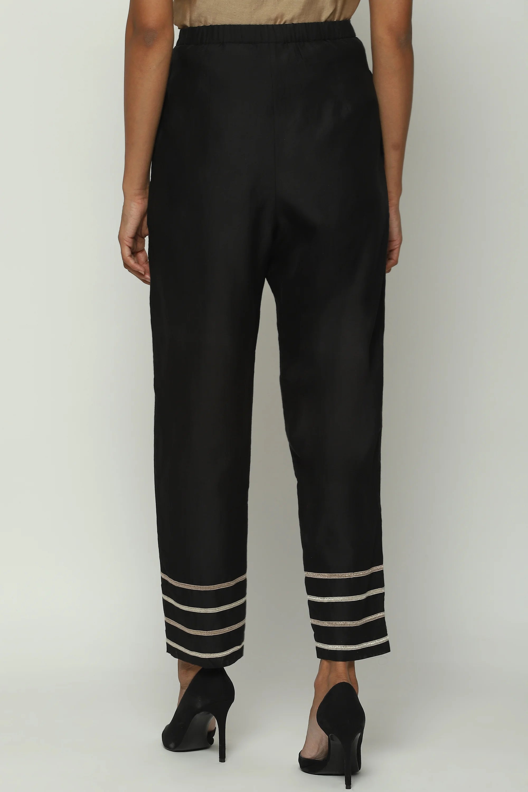 Tonal Lace Trim Trouser