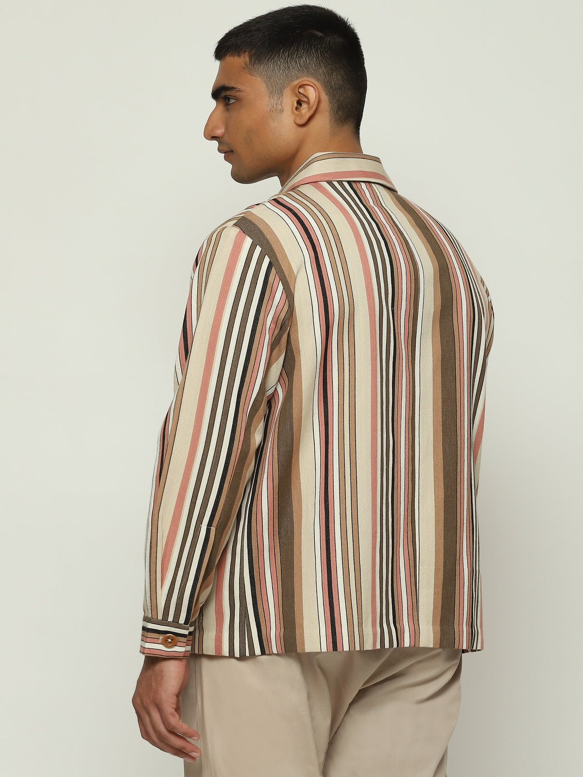 Woven Neutral Stripes Jacket