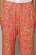 Chintz Print Handspun Handwoven Cotton Pant Pink