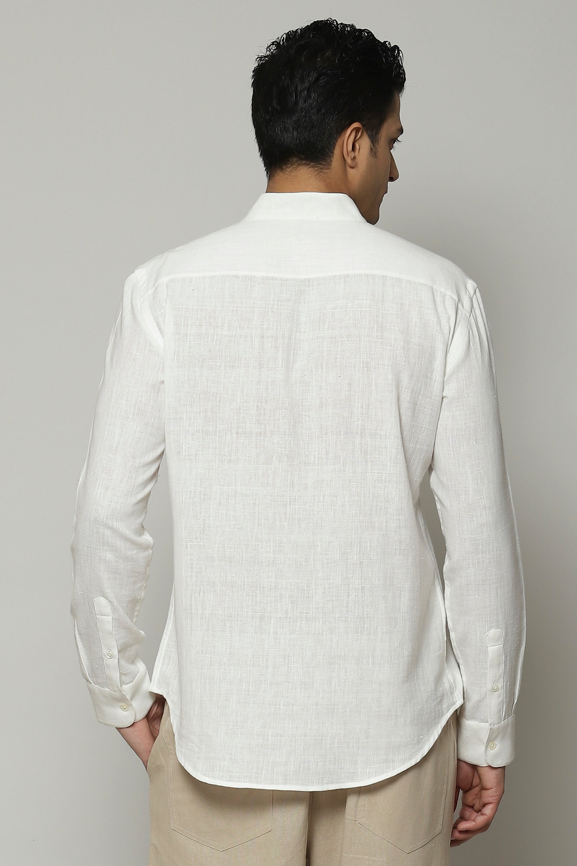 Block Printed Handspun Handwoven Shirt Parchment