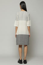 Turned Weft Handwoven Cotton Kurta Ivory-Grey