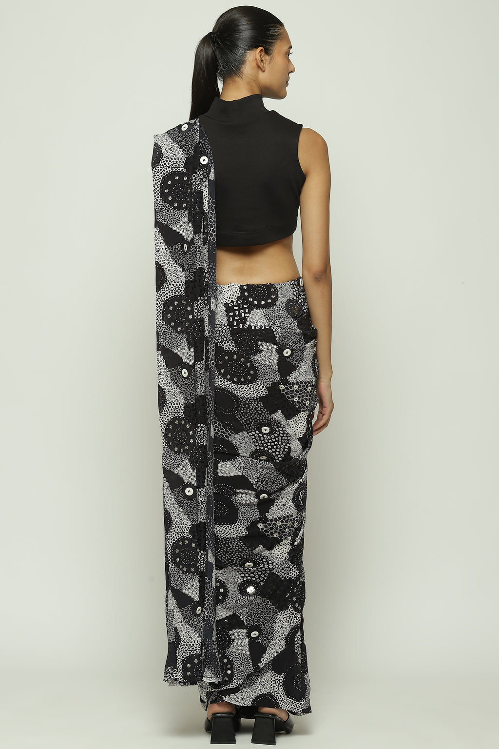 Multi Dots Black Sari