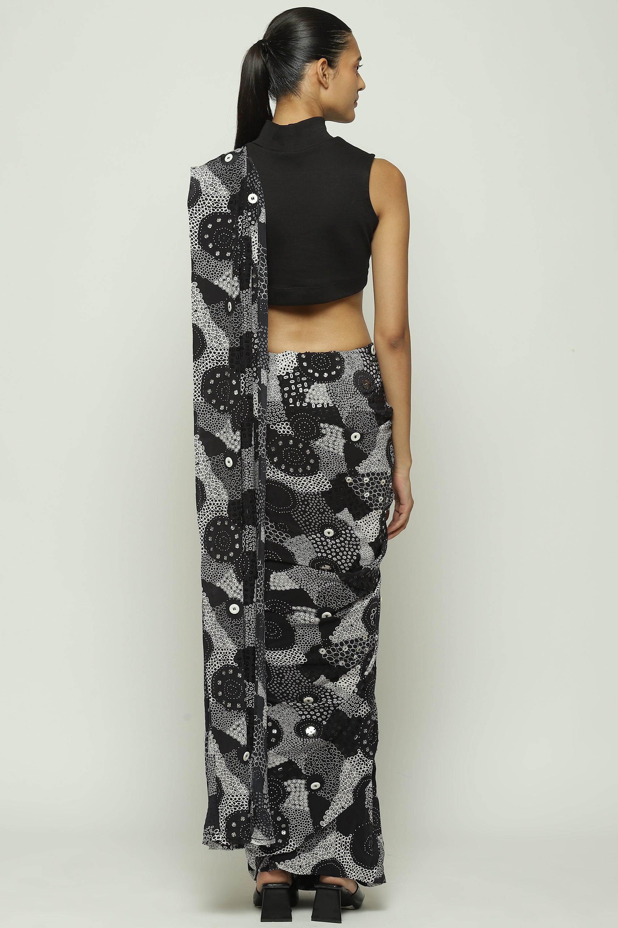 Multi Dots Black Sari