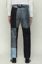 Denim Printed Patchwork Trouser