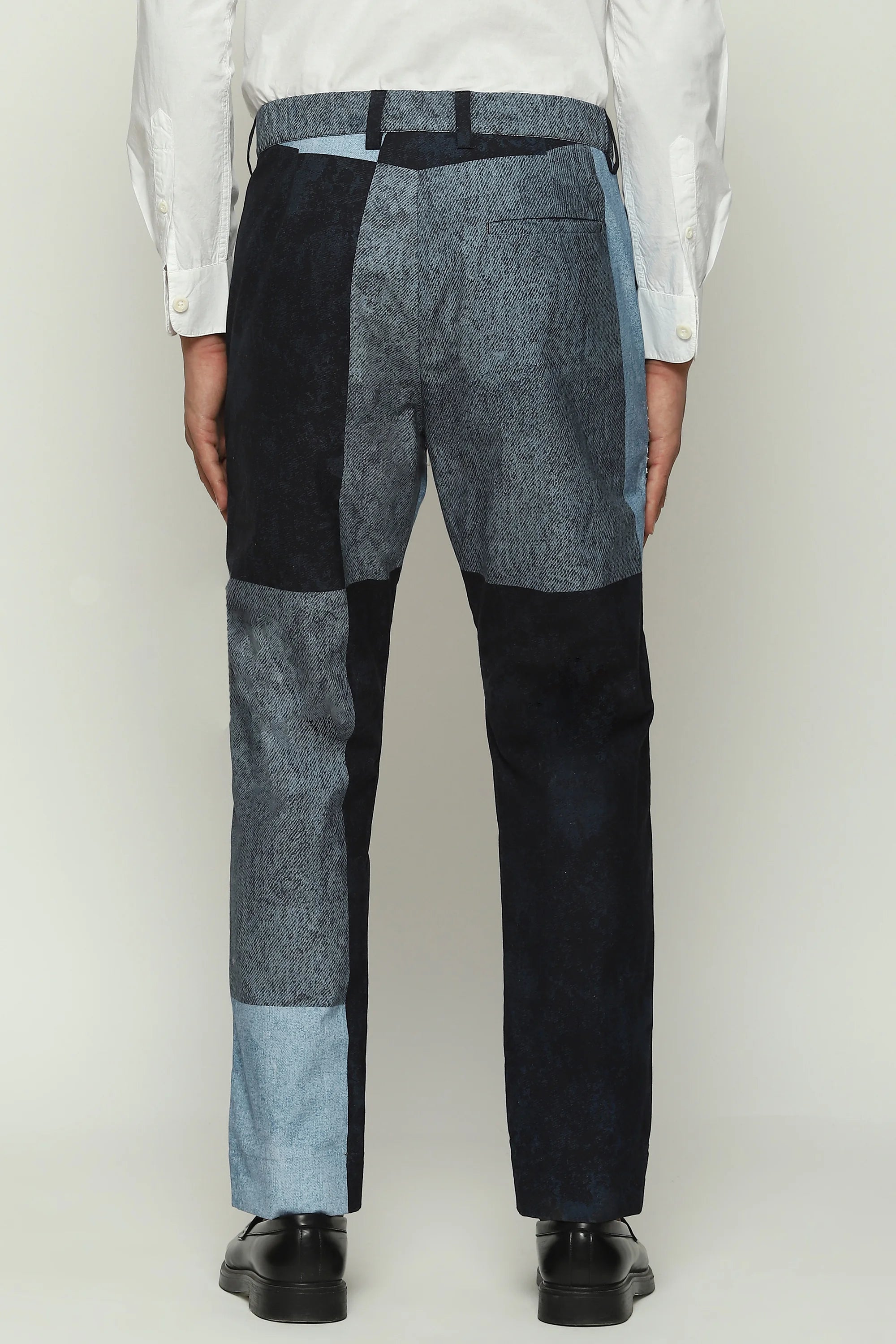 Denim Printed Patchwork Trouser