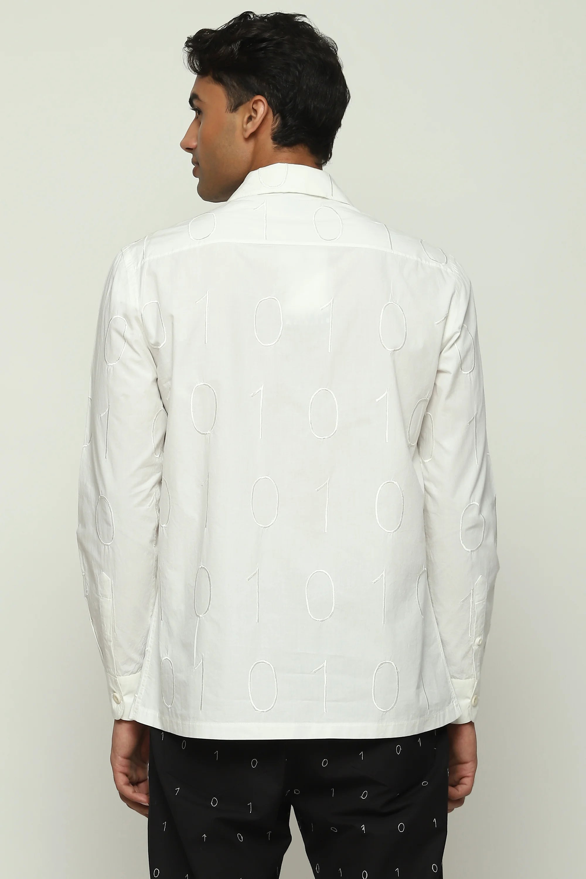 Tonal Ebroidered Code Shirt