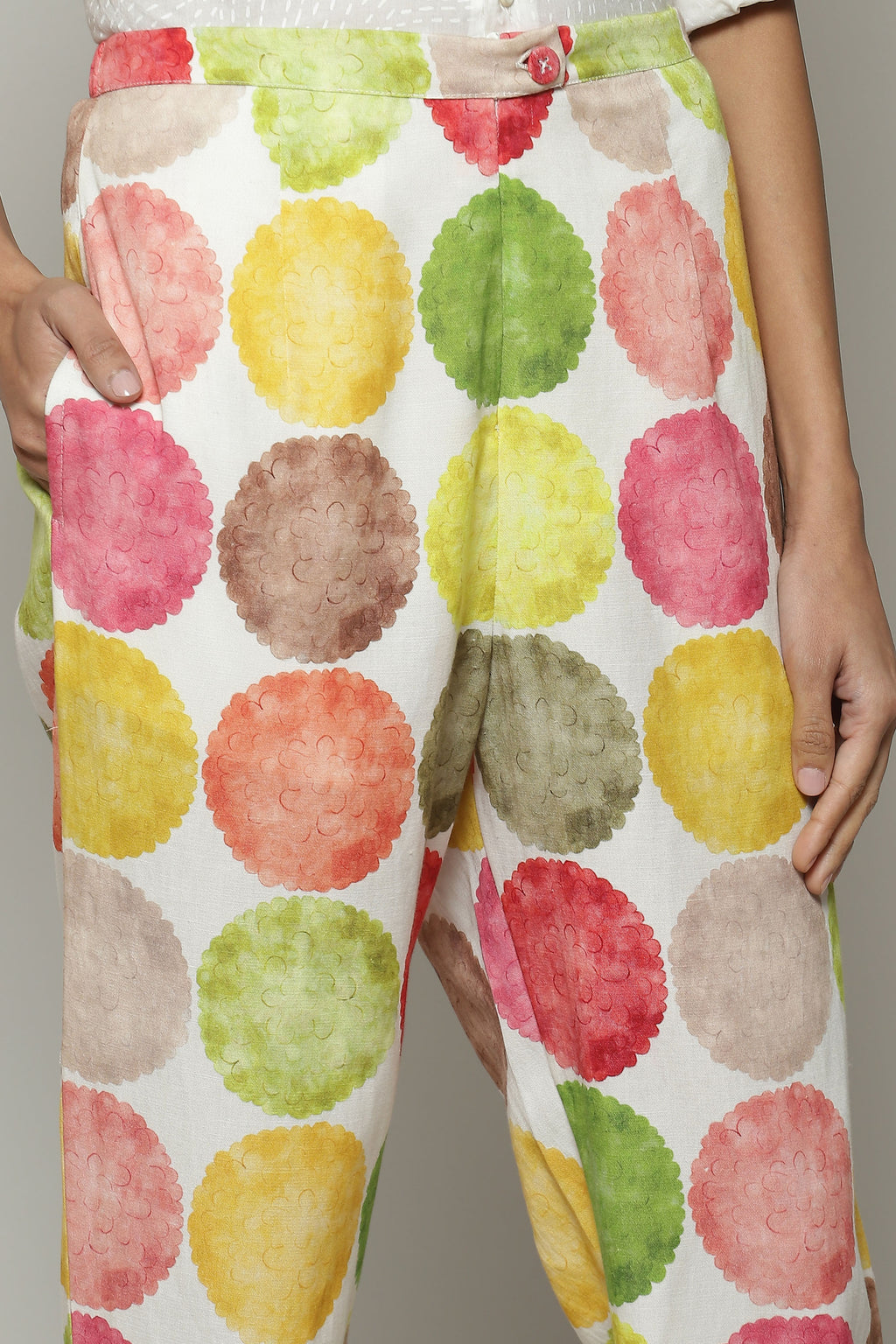 Chrysantheum Print Tencel X Flax Pant Multicolour