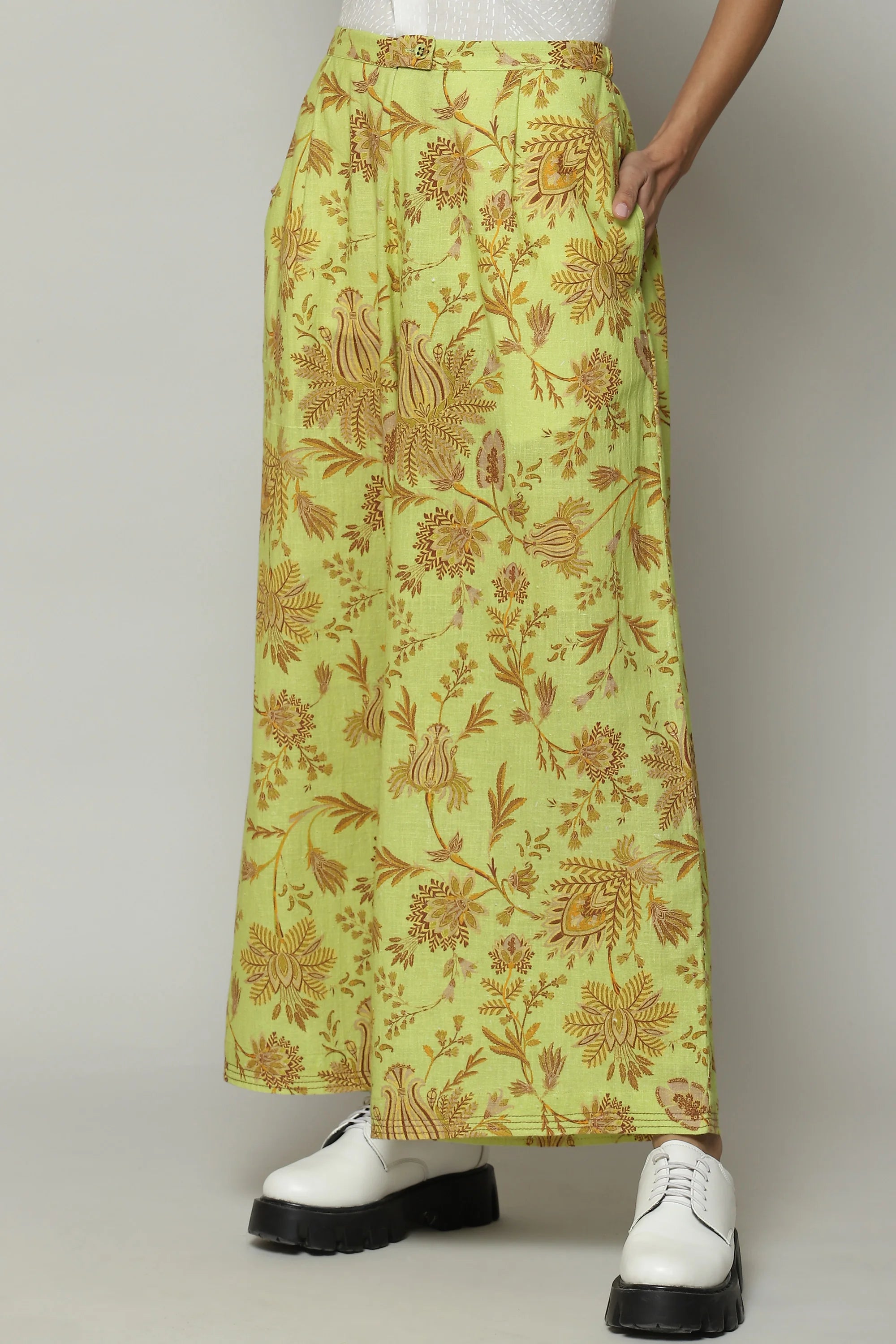 Chintz Print Handspun Handwoven Cotton Pant Citrus