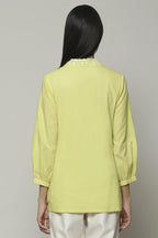 Mother Of Pearl Embroidered Cambric Shirt Lime