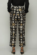 Symbol Print  & Sequins Tapered Pant