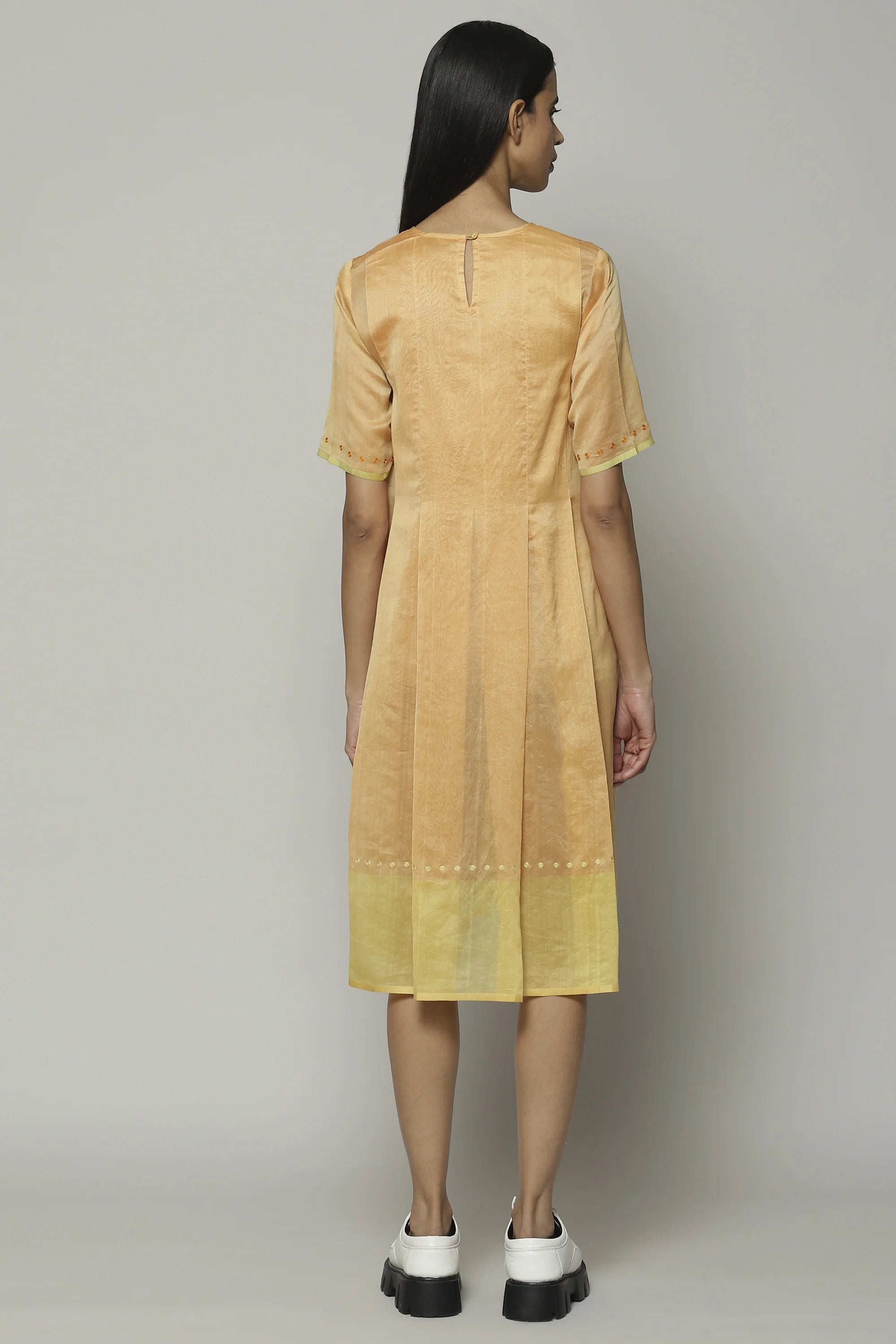 Maheshwar Border Silk X Cotton Kurta Apricot