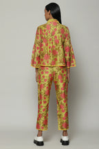 Kenzo Print Silk X Cotton Shirt Lime-Pink