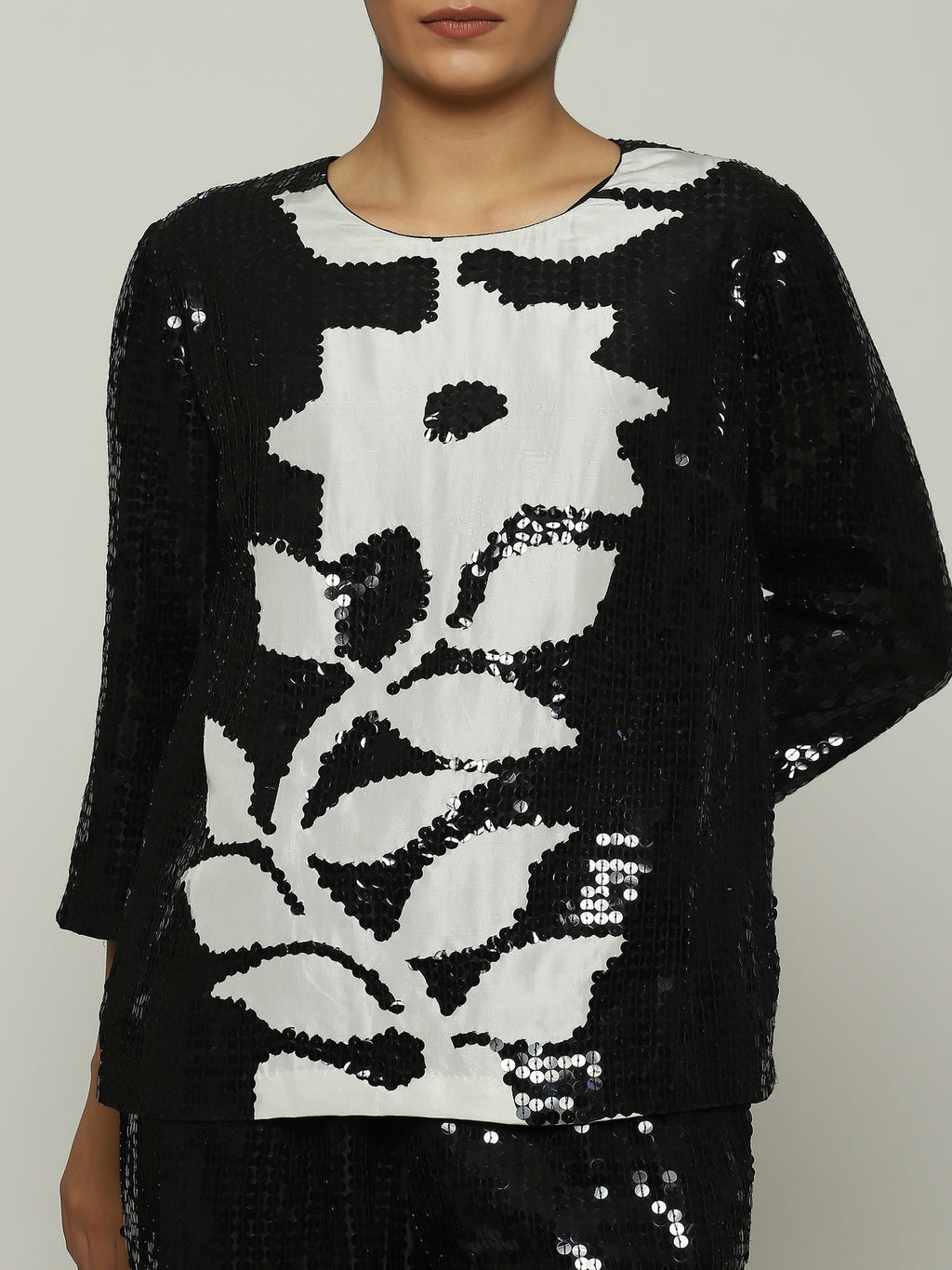 Print & Sequins  Floral Tunic