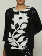 Print & Sequins  Floral Tunic