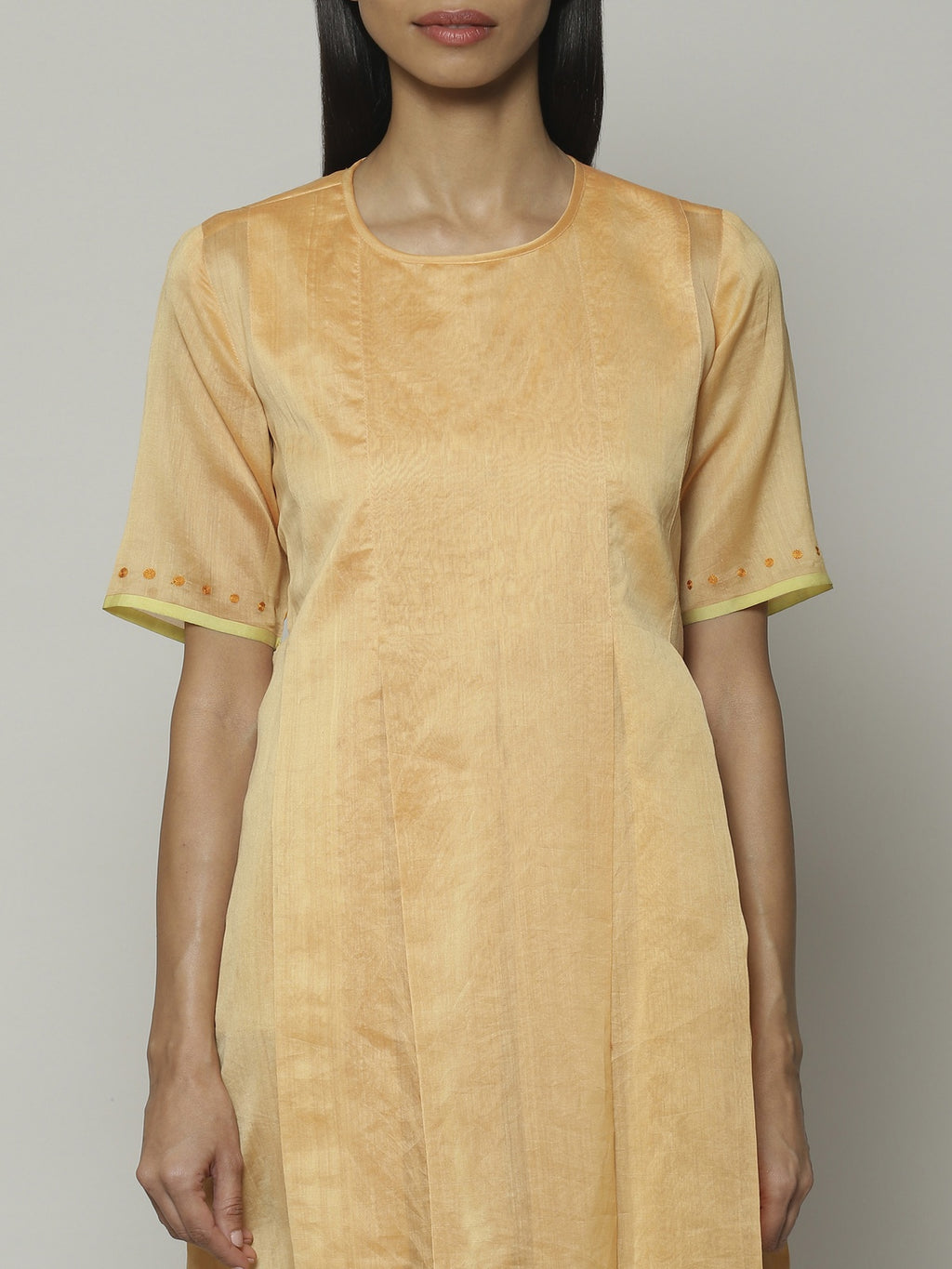 Maheshwar Border Silk X Cotton Kurta Apricot