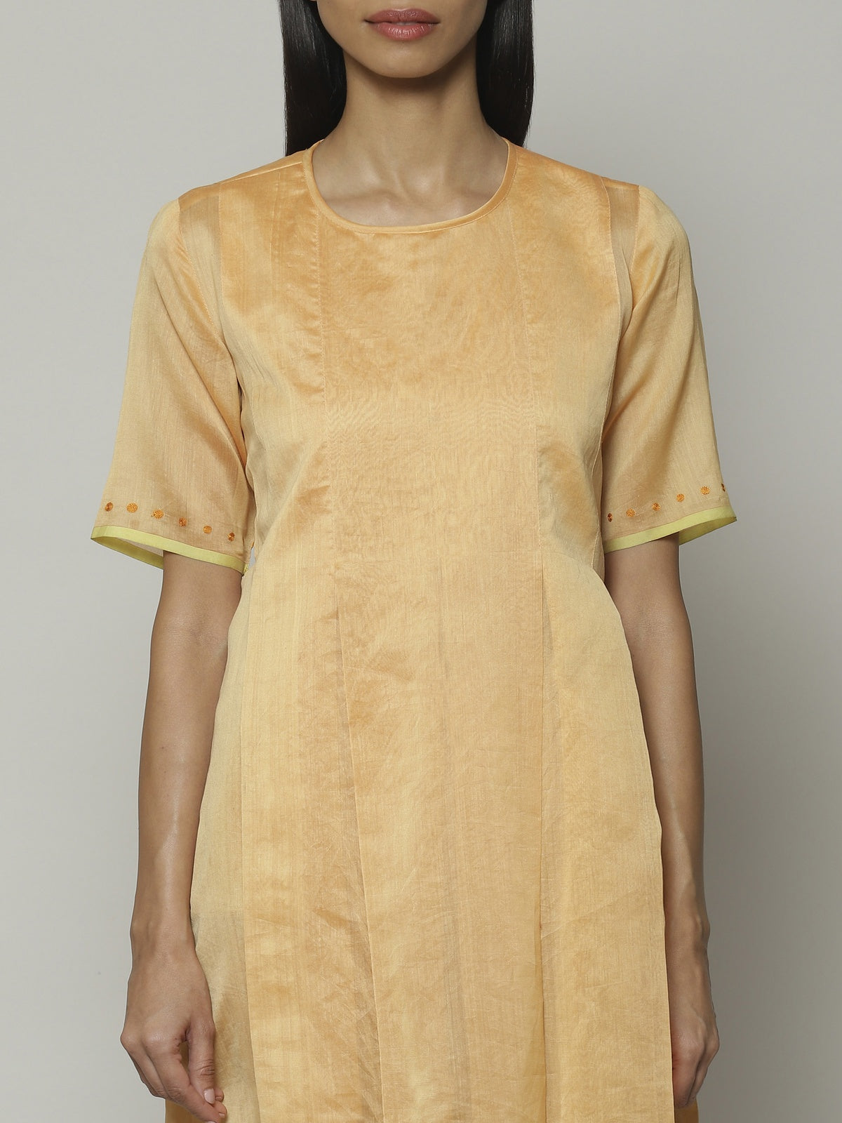 Maheshwar Border Silk X Cotton Kurta Apricot