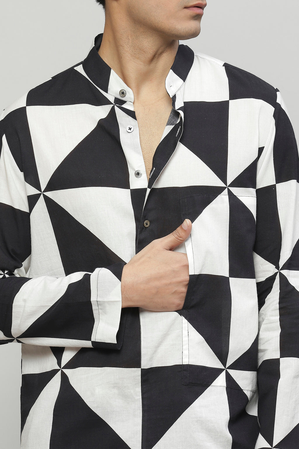 Pin Wheel Cambric Shirt Black-White