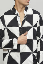 Pin Wheel Cambric Shirt Black-White