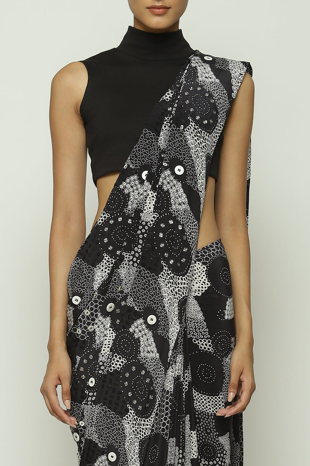 Multi Dots Black Sari