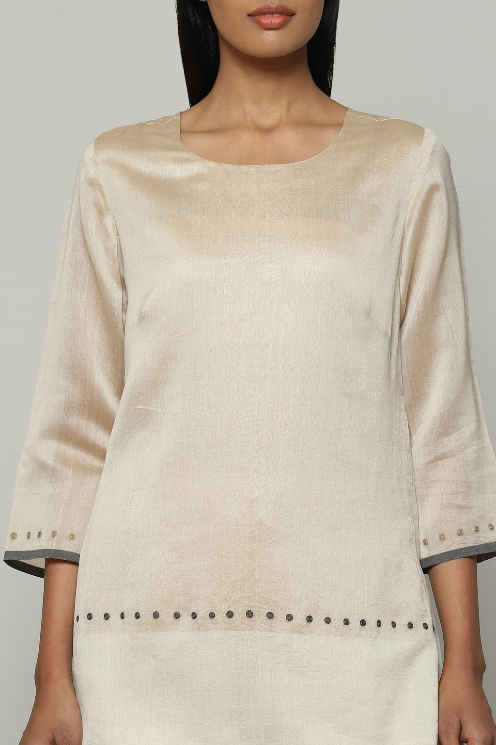 Maheshwar Border Silk X Cotton Tunic Parchment