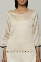 Maheshwar Border Silk X Cotton Tunic Parchment