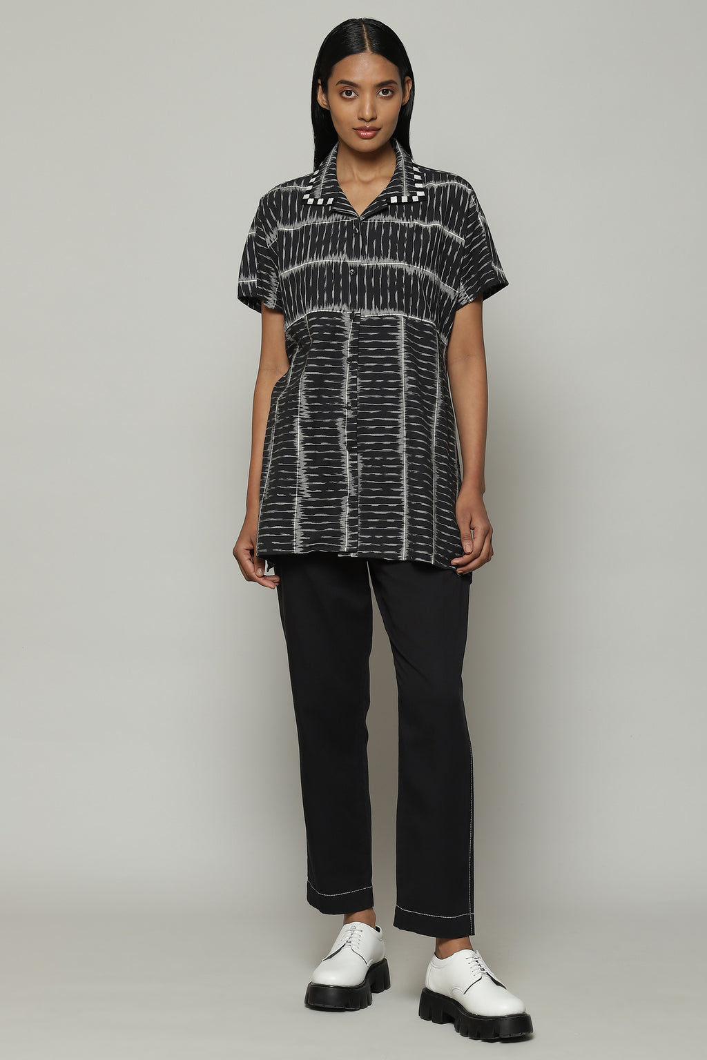 Single Ikat Cotton Shirt Black