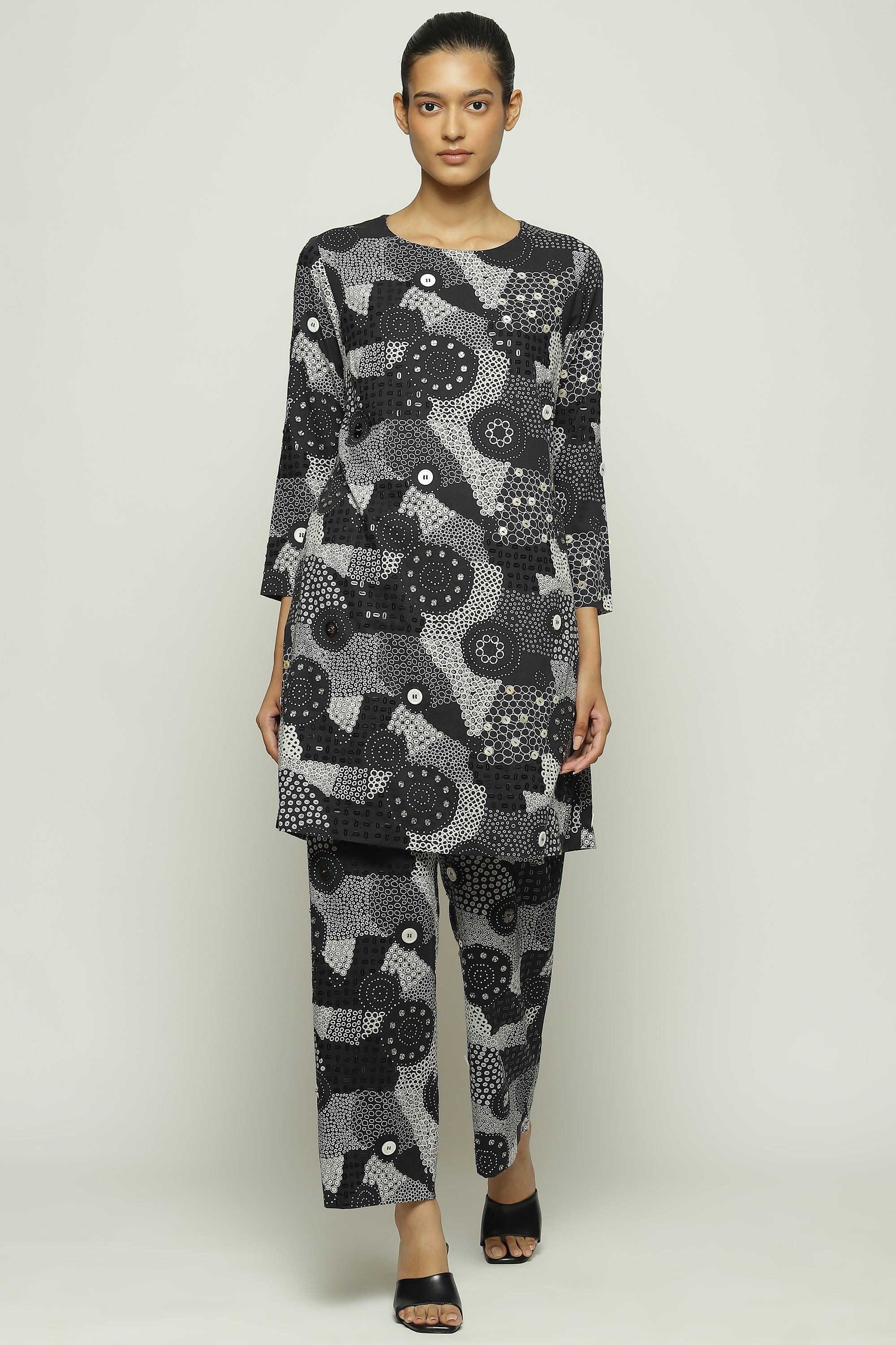 Multi Dots Black Trouser