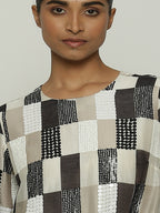 Print & Sequins Blocks (B/W) Dress