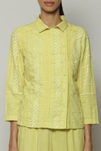Patchwork Embroidered Cambric Shirt Lime