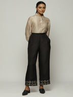 Circle Print &  Beads - Sequins Straight Pant