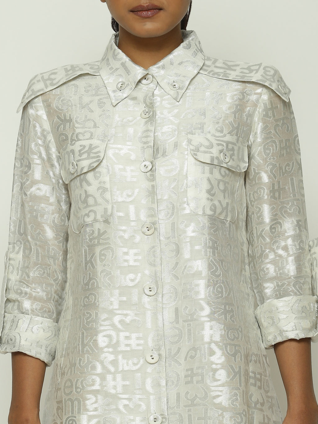 Calligraphy Cutwork Zari Shirt
