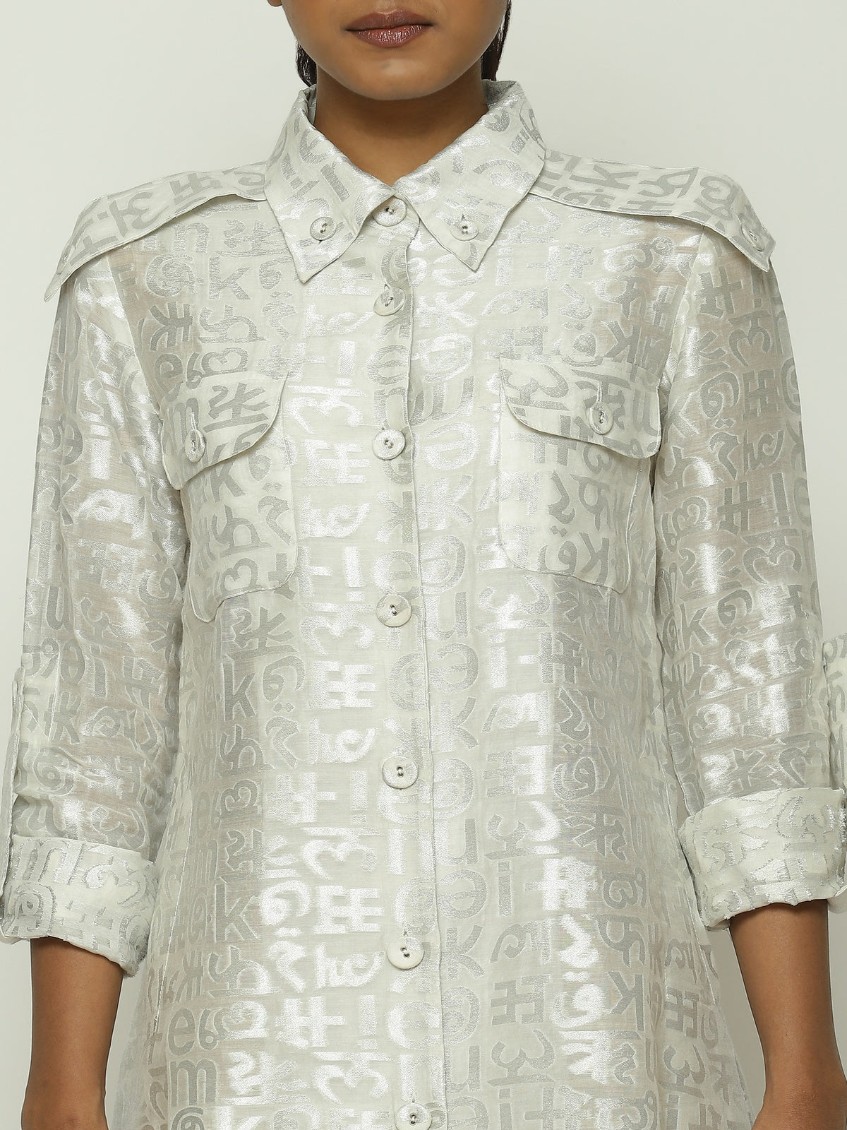 Calligraphy Cutwork Zari Shirt