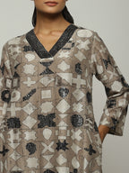 Symbol Print  & Sequins Dress